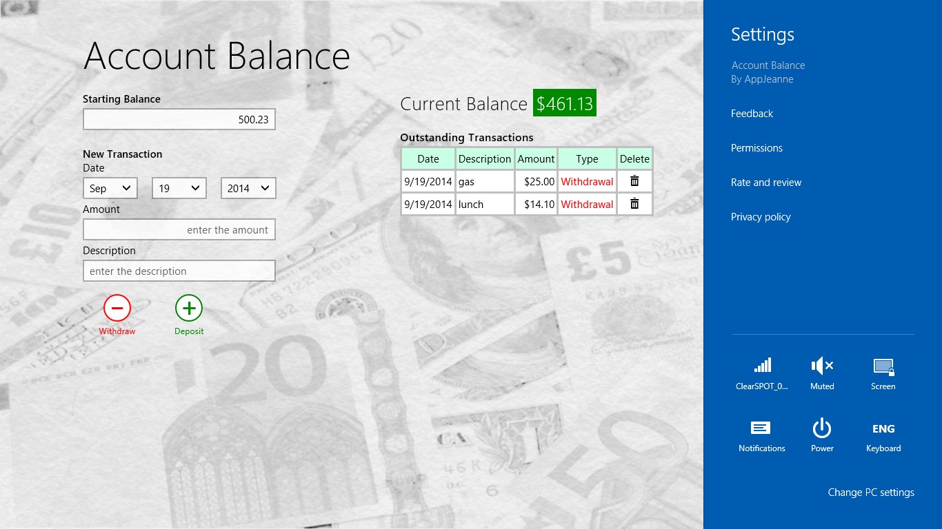 Account balance