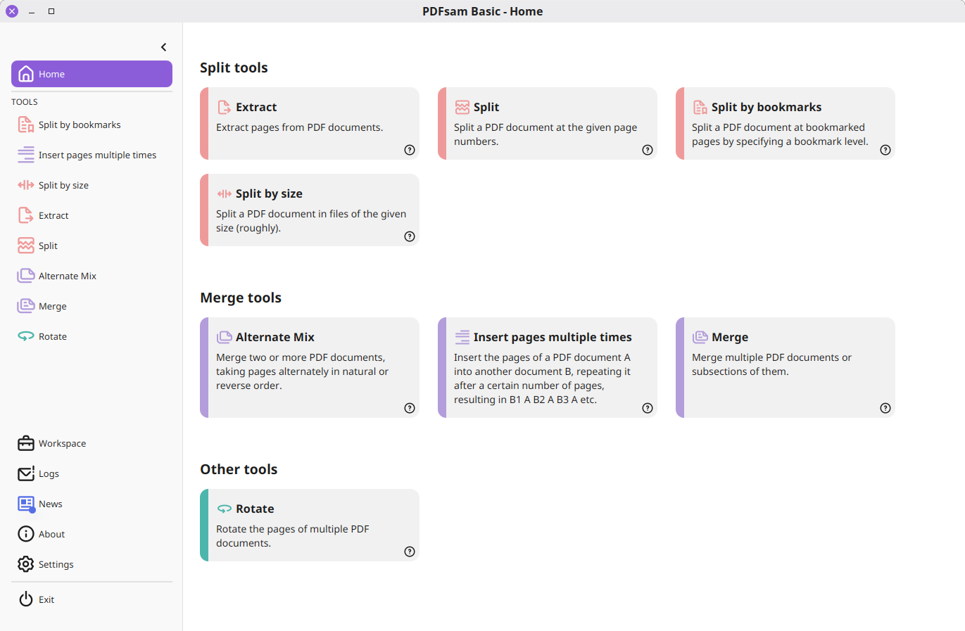 PDFsam Basic screenshot