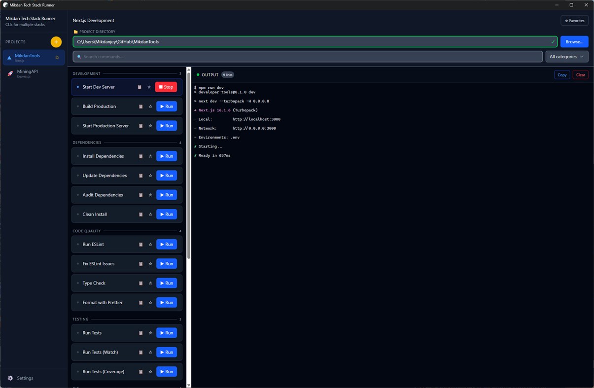 #1. Mikdan Tech Stack Runner (Windows) 게시자: MikdanTools