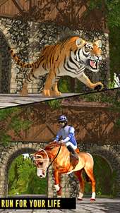 Wild Horse Crazy Run 3D - Tiger Chase Ghost Rider screenshot 5