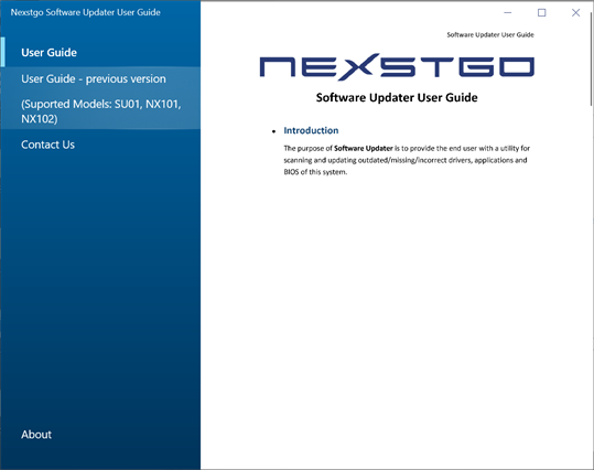 Nexstgo Software Updater User Guide screenshot 1
