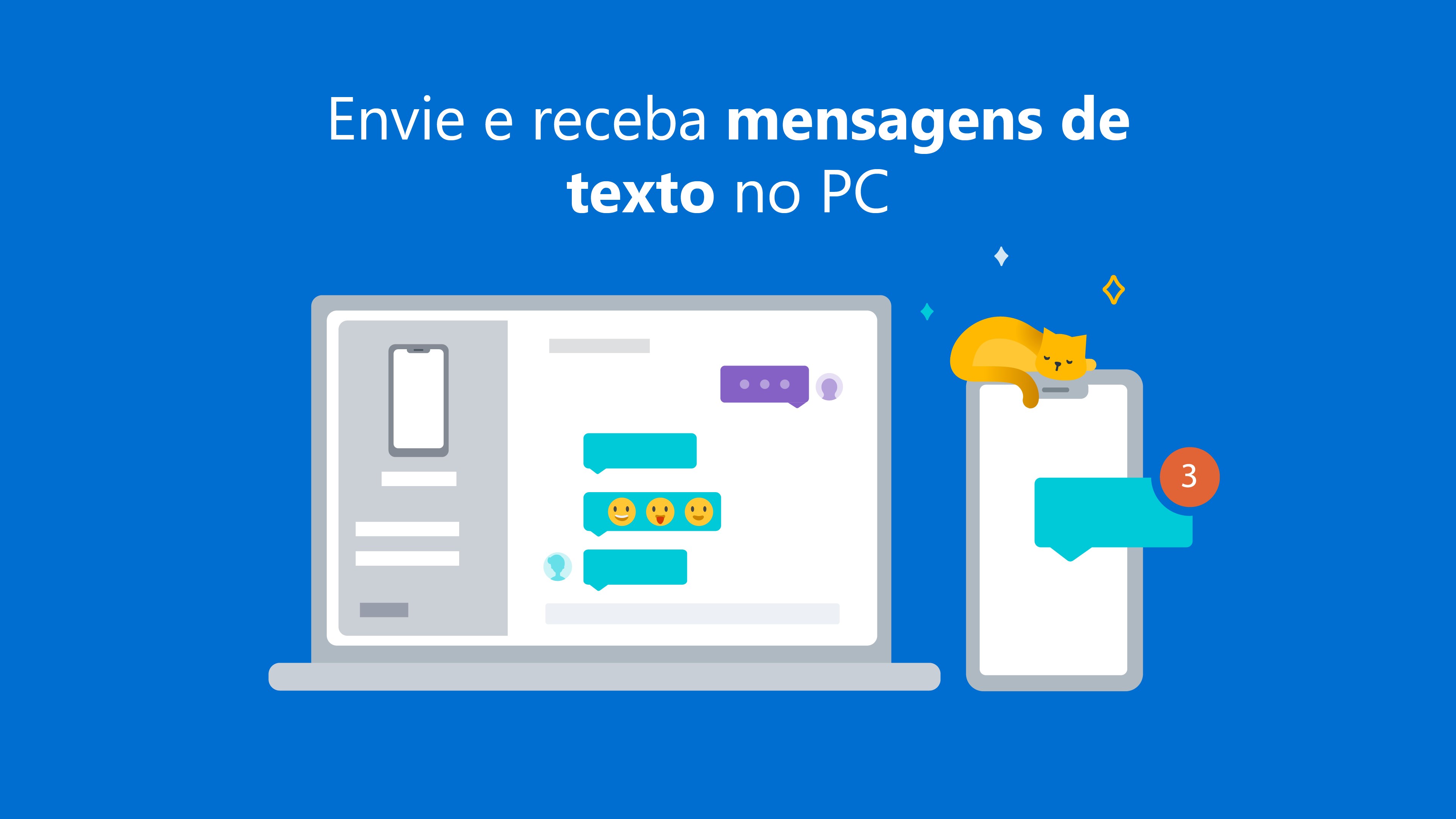Responda a textos sem precisar retirar seu telefone do seu bolso. Com o seu aplicativo de telefone, você pode usar o teclado do seu computador para responder ainda mais rápido.