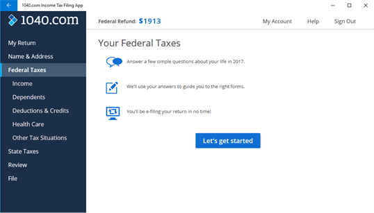 1040.com Income Tax Filing App screenshot 1