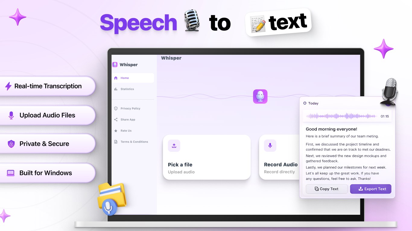 Transcript - AI Voice Note Taker screenshot