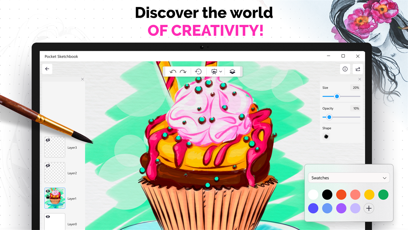 #1. Pocket Sketchbook: Draw illustrator (Windows) 来自: LLC "CREATIVE WORKSHOP"