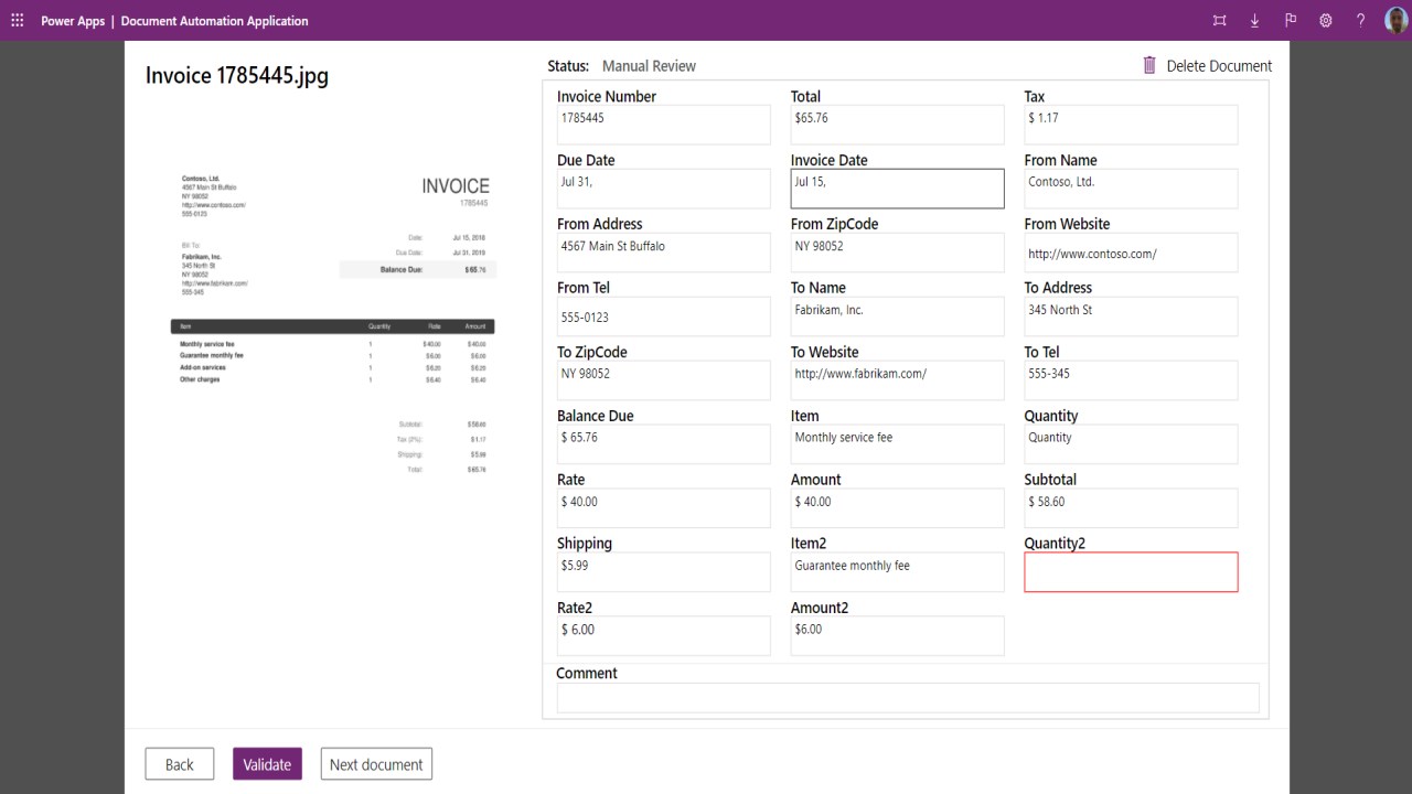 Snapshot 2 of Power Automate document automation base kit