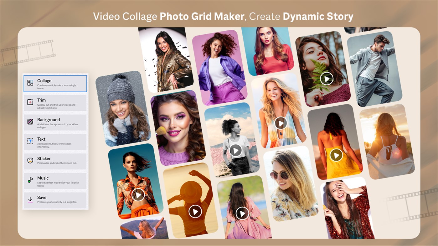 #1. Video Collage - Photo Grid Maker (Windows) By: White Peacock