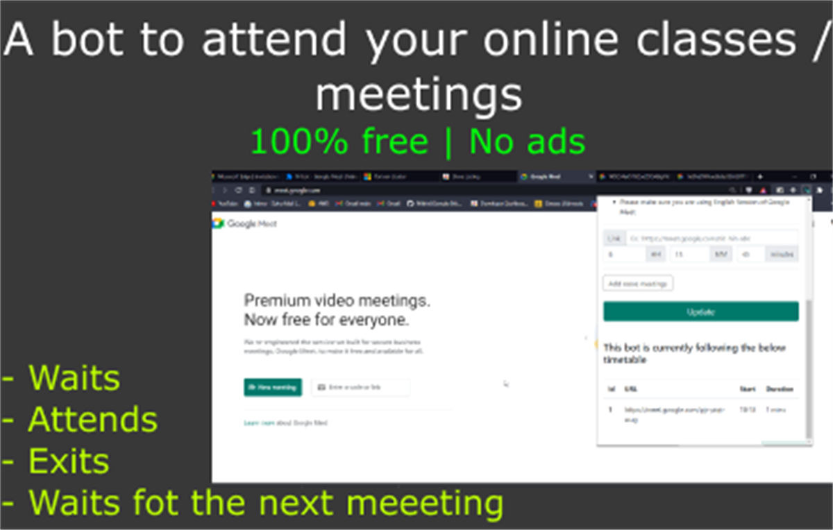 N-bot - Google Meet Online class Attender