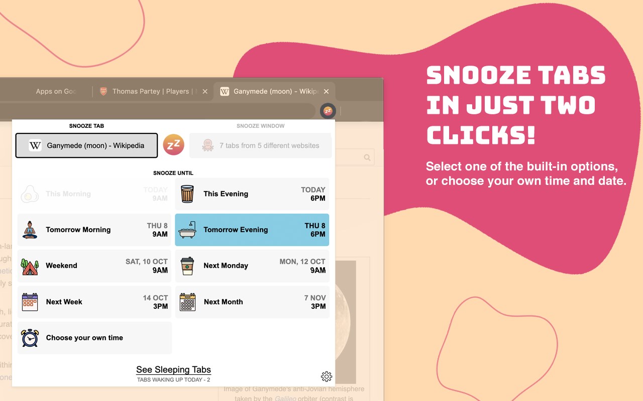 Snoozz - Snooze Tabs & Windows for later