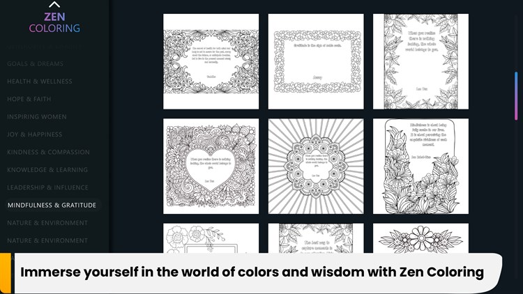 Zen Coloring - Motivational Quotes Coloring Pages - PC - (Windows)