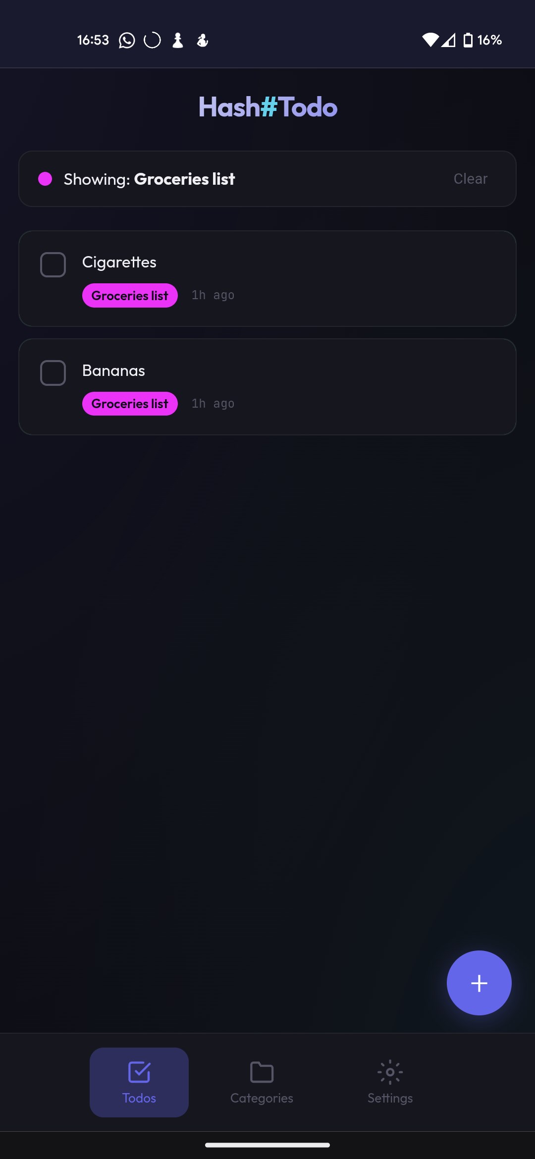 Hash#Todo screenshot