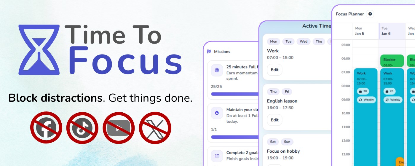 Time To Focus: Website Blocker & Pomodoro