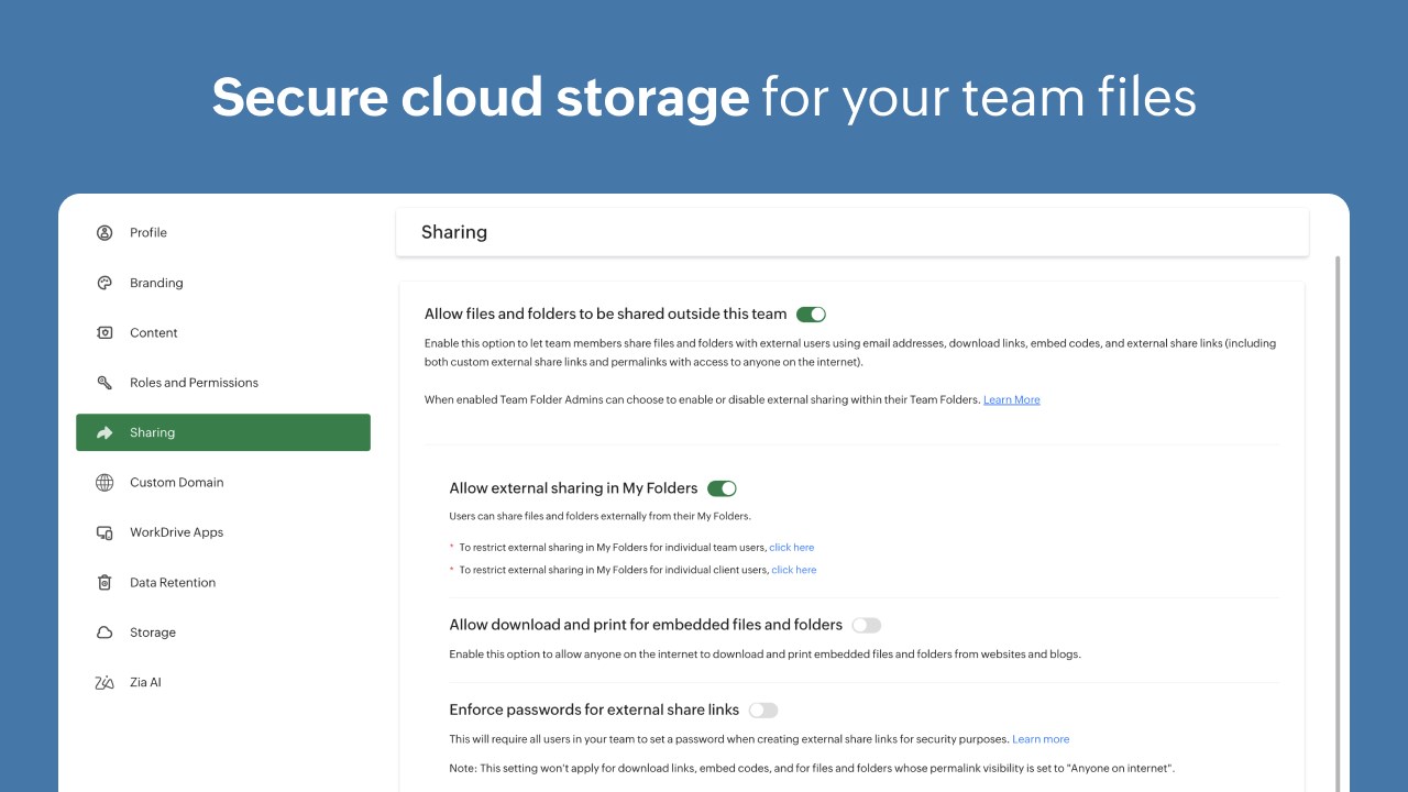 Snapshot 2 of Zoho WorkDrive
