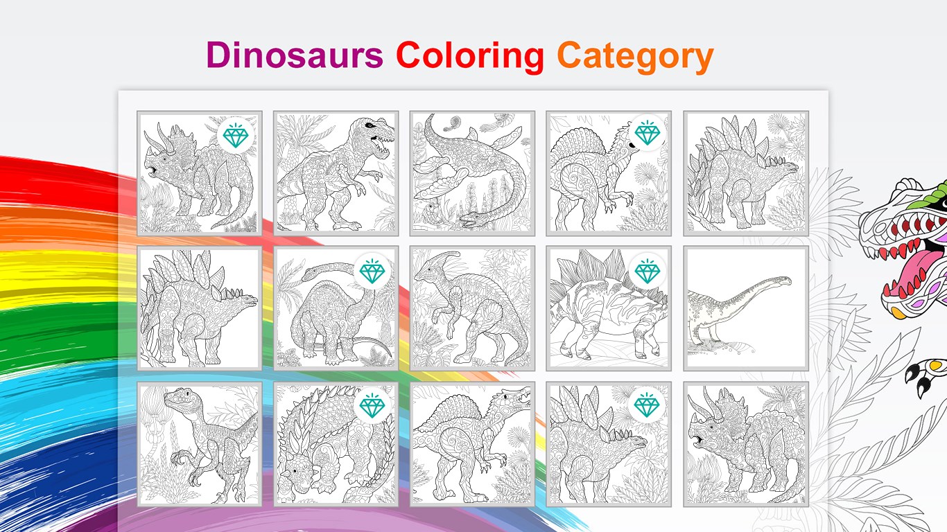 【图】Dinosaurs Coloring Book For Adults and Kids(截图3)