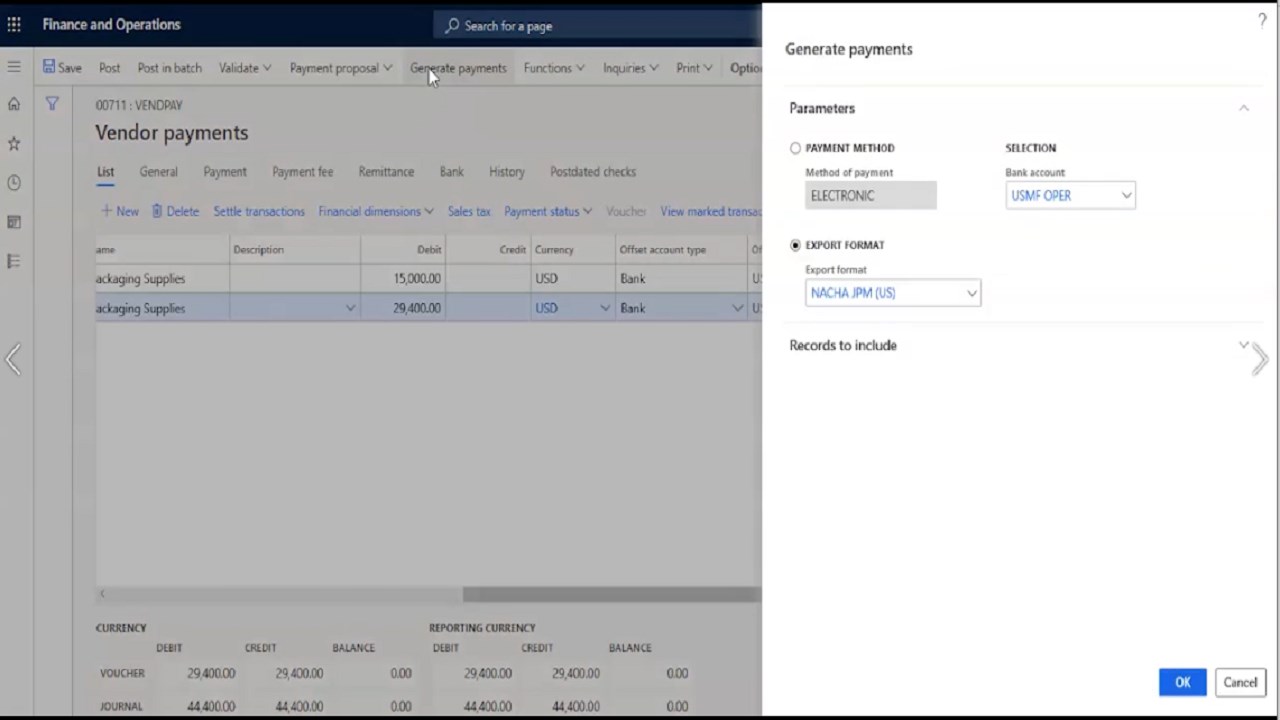 Snapshot 3 of eBanking Extender App | Dynamics 365 Finance
