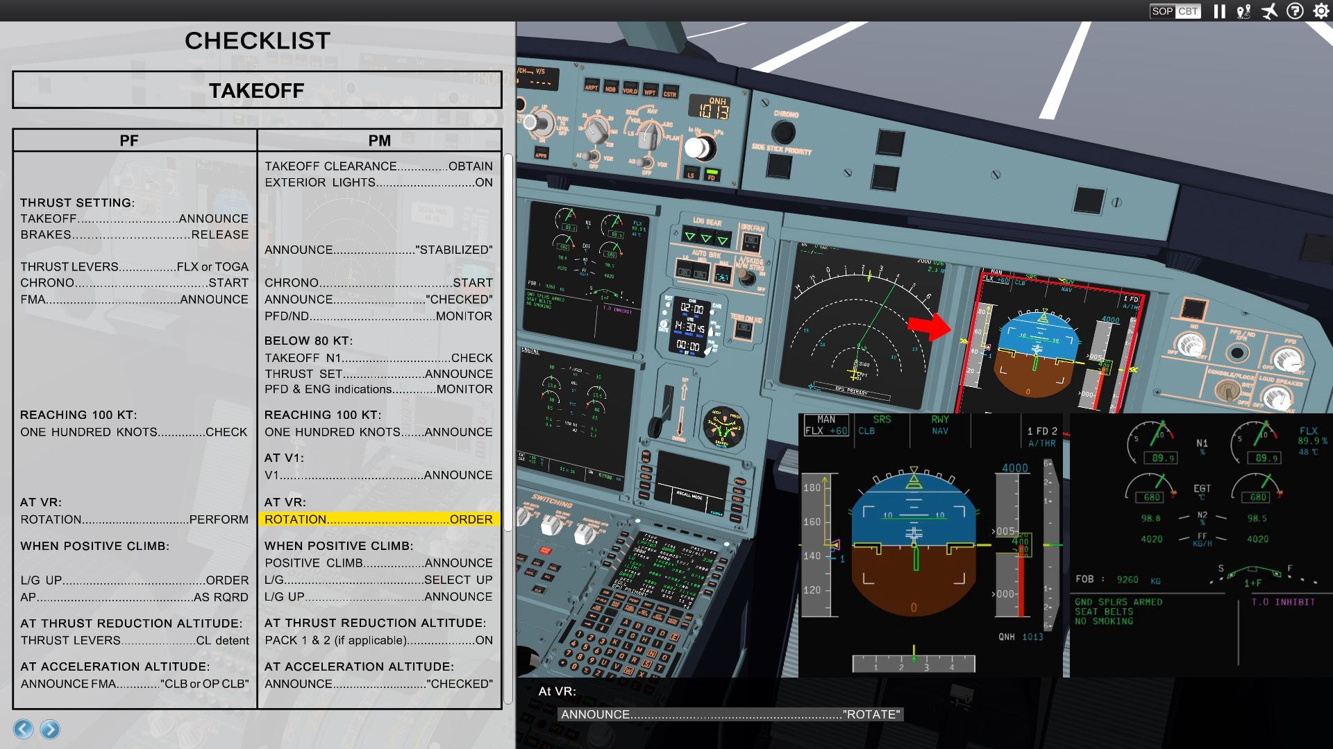 when pfd indicates v1 speed, pm announces rotate