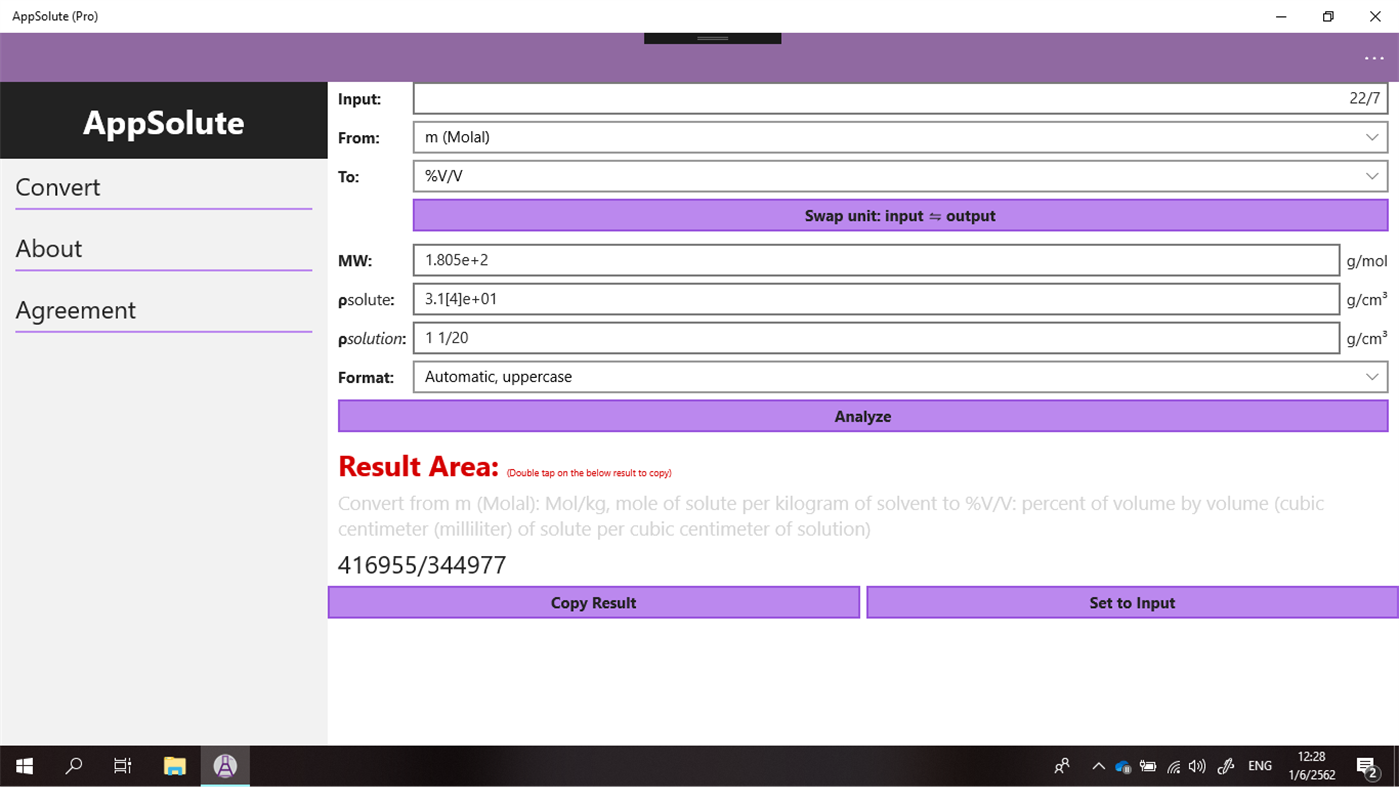 #2. AppSolute (Pro): the Concentration converter (Windows) 来自: Kanokkul, Sinkanok Groups