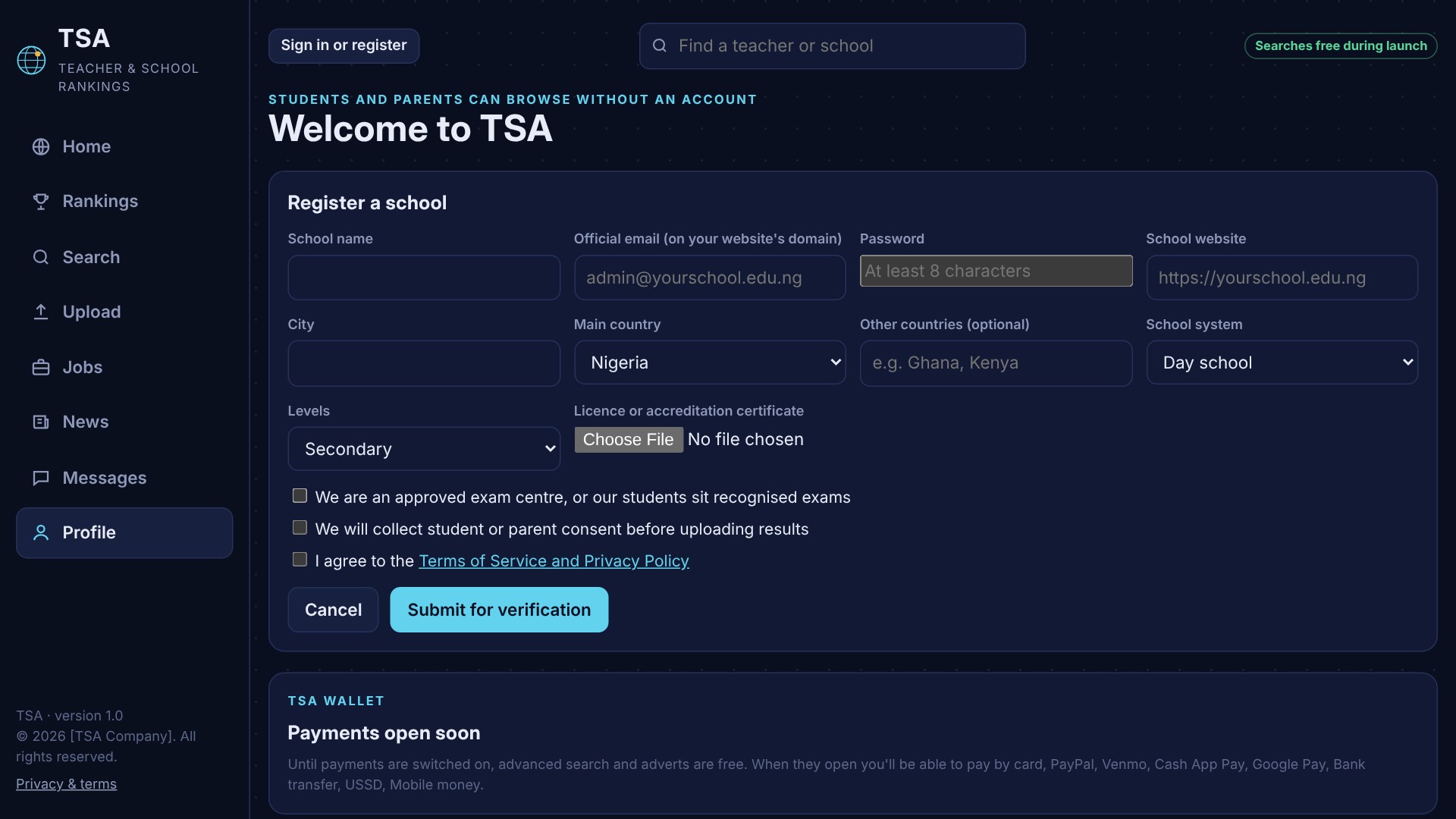 TSA screenshot