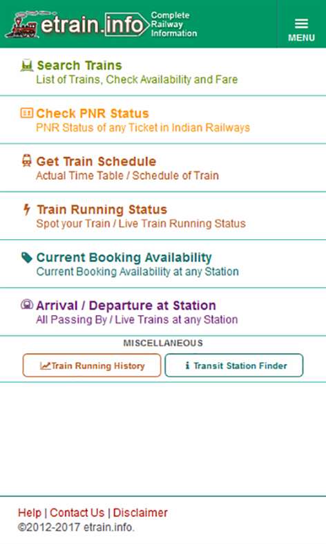 Indian Railways @etrain.info Screenshots 1