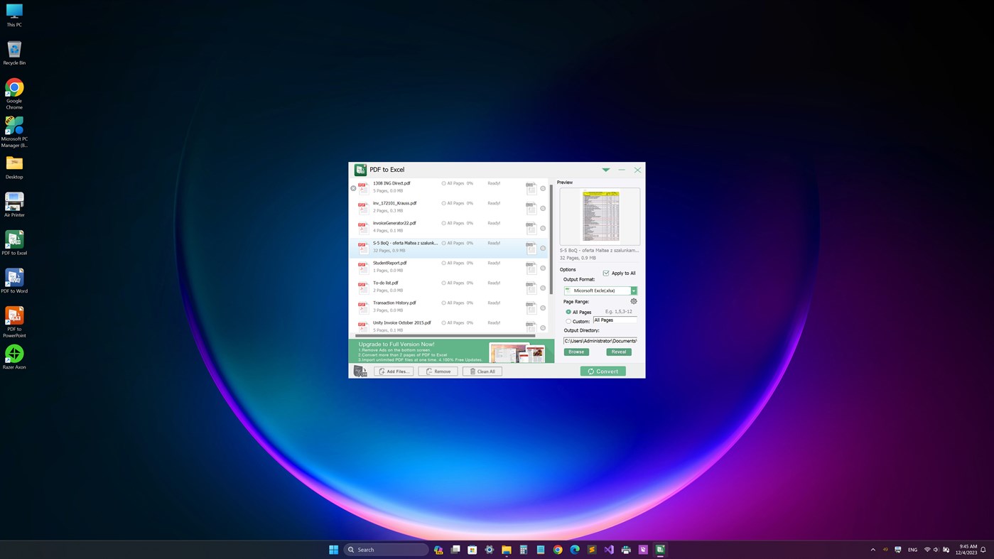 #2. Flyingbee PDF to XLS (Windows) بواسطة: Flyingbee Software