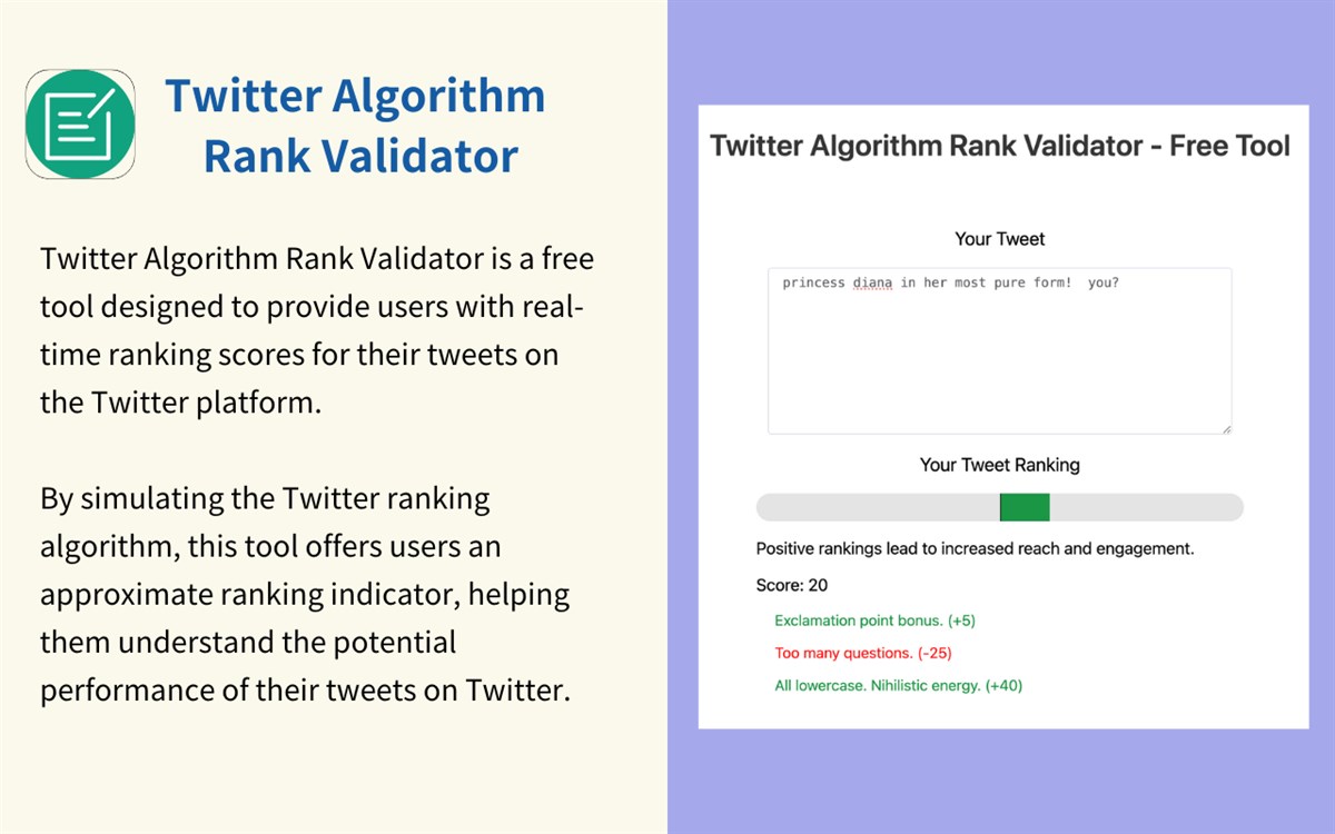 Twitter Algorithm Rank Validator - Free Tool
