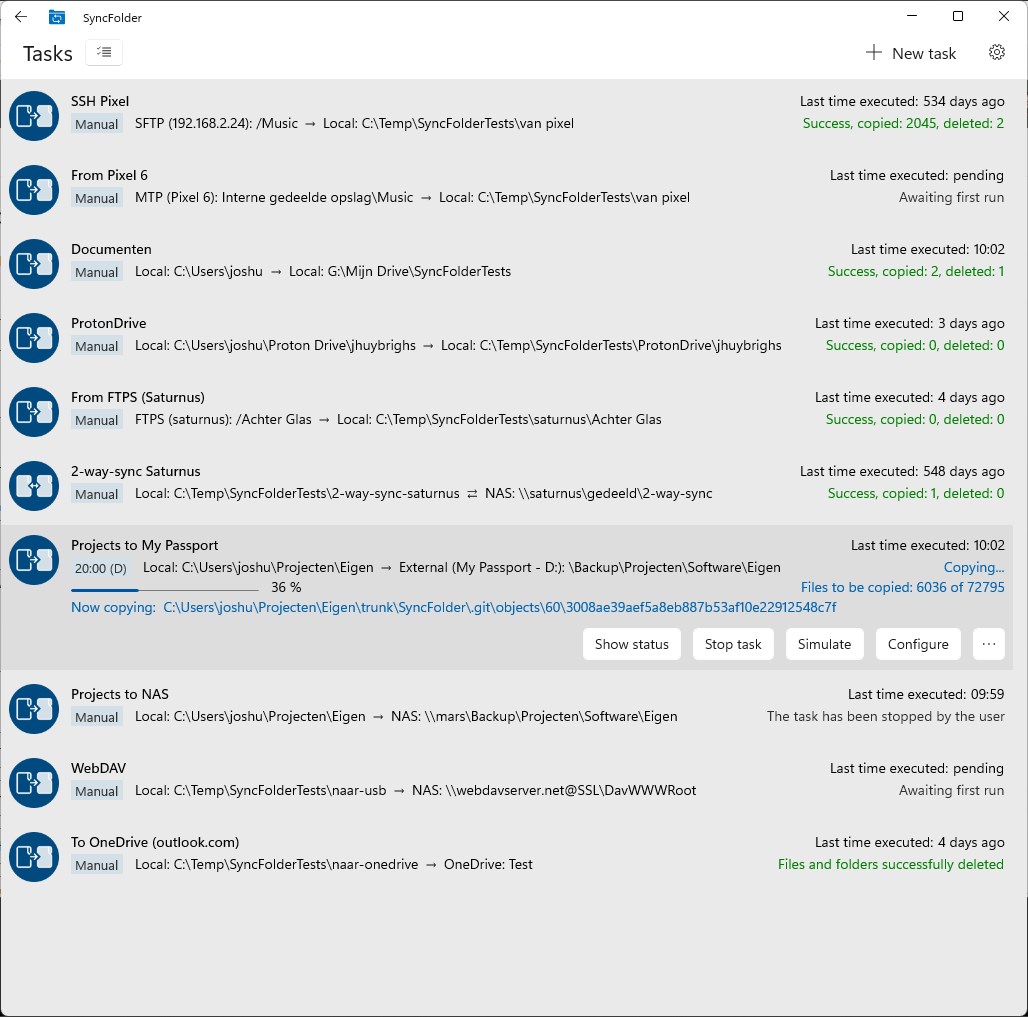 SyncFolder screenshot