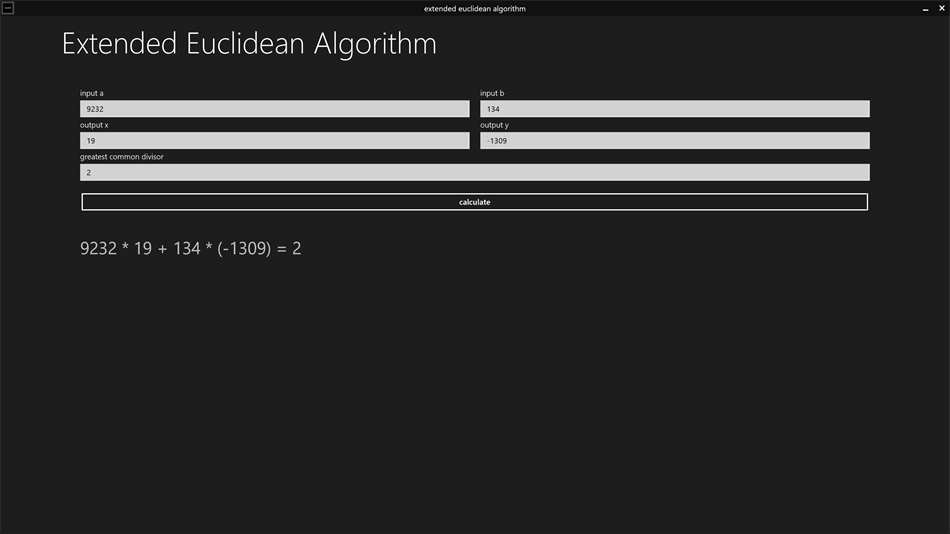 extended euclidean algorithm (Windows) Podle: derDaniel
