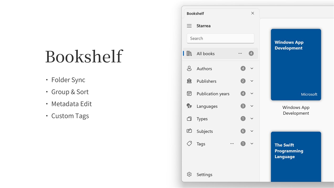 #1. Starrea ePub Reader (Windows) 来自: Starry Apps