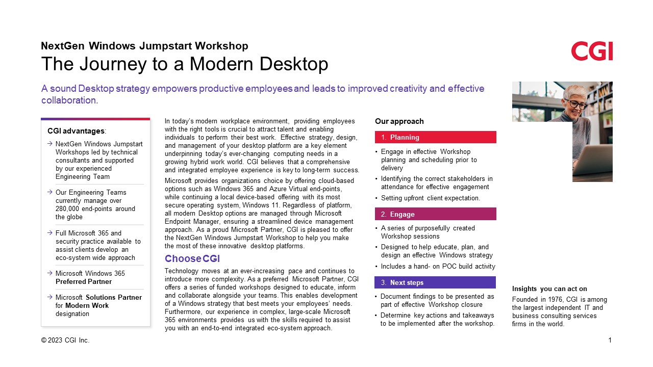 Snapshot 1 of CGI - NextGen Windows Jumpstart Workshop / Atelier - FY25