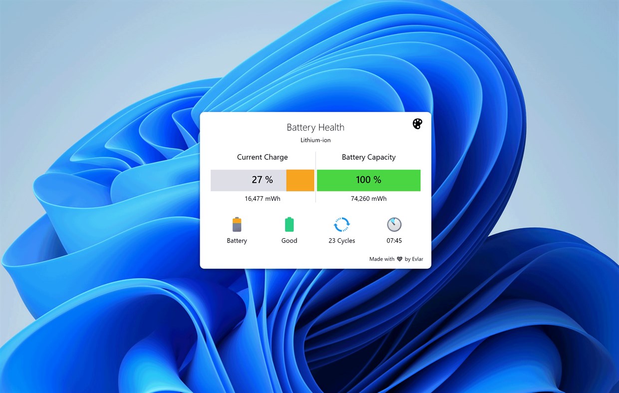 #1. Battery Health and Condition Widget (Windows) 由: EvlarSoft LLC