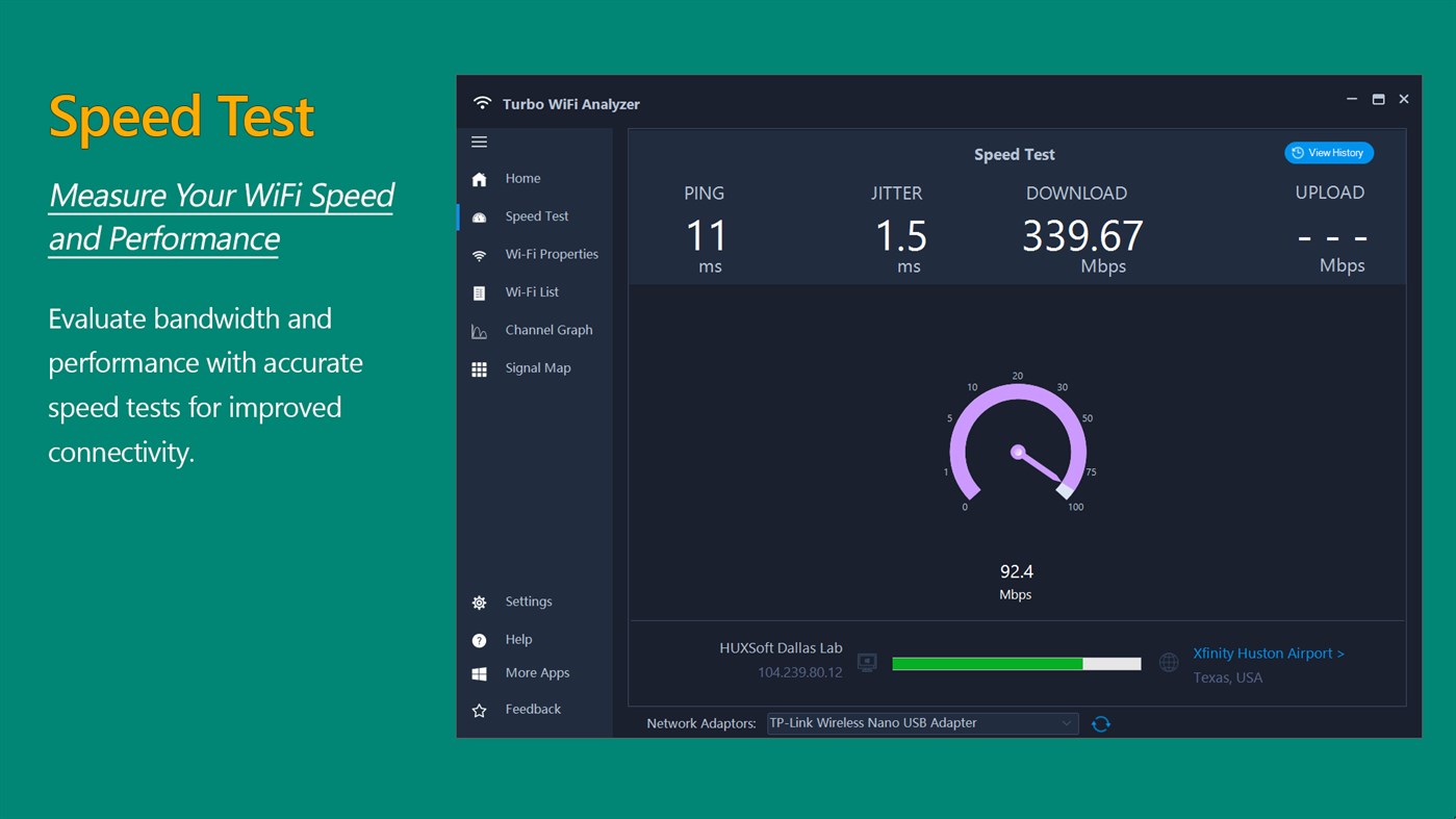#5. Turbo WiFi Analyzer - Speed Test, Analyze & Optimize Wi-Fi (Windows) 由: HUXSoft