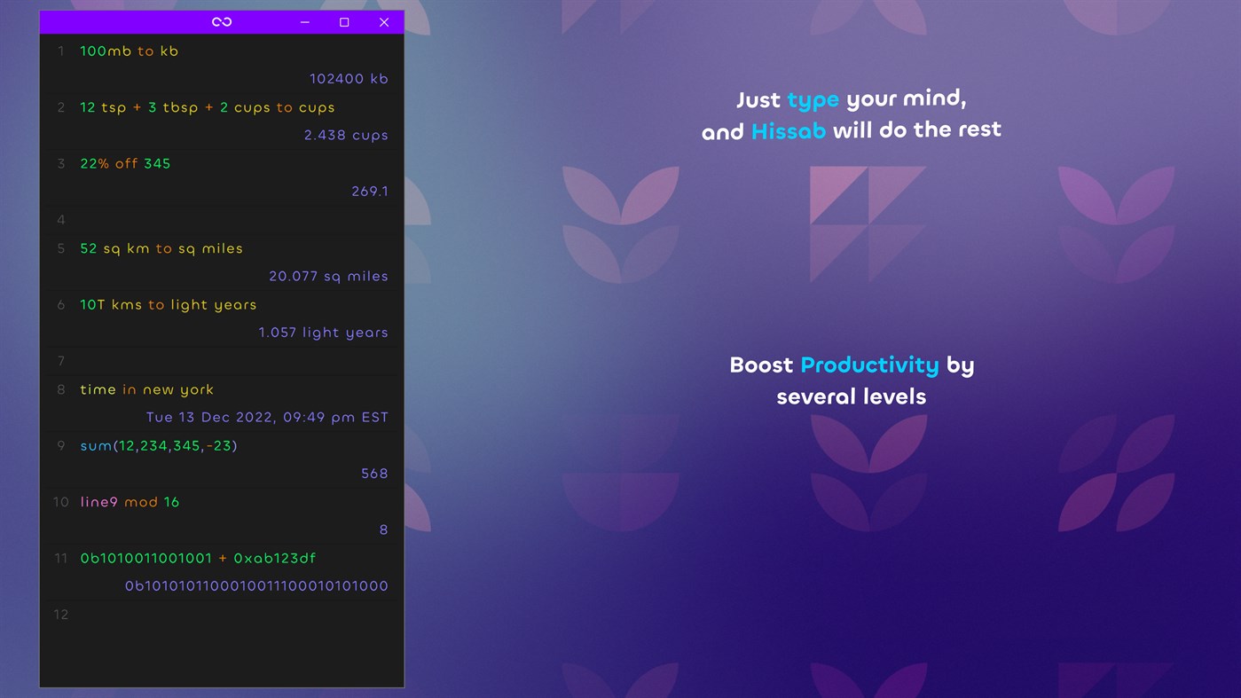 #2. Hissab - Calculator with Superpowers (Windows) Door: Rawbytes