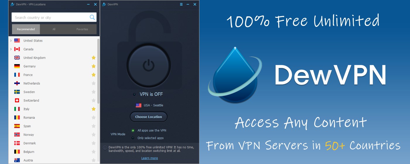 DewVPN - 100% Unlimited Free VPN Proxy marquee promo image