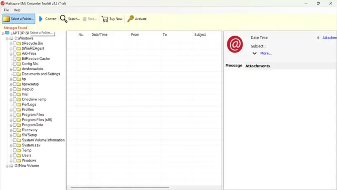 Snapshot 3 of MailsWare EML Viewer Tool