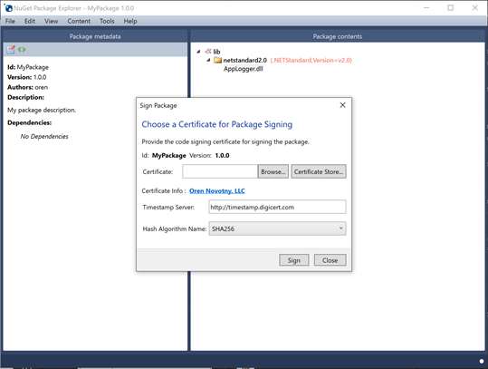 NuGet Package Explorer screenshot 4