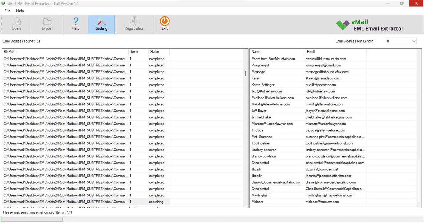 #3. EML Email Extractor (Windows) De: VSOFTWARE