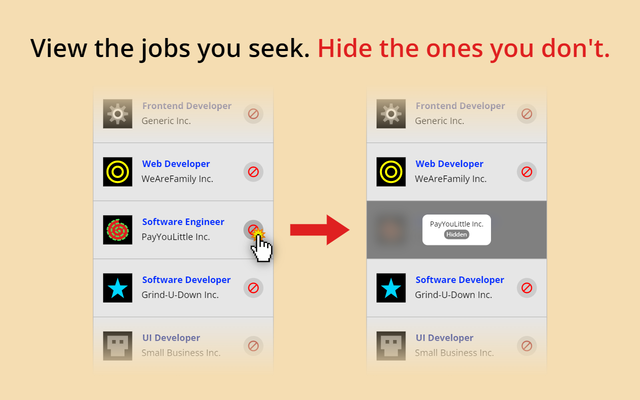 Hide n' Seek: Hide Promoted Jobs & Companies