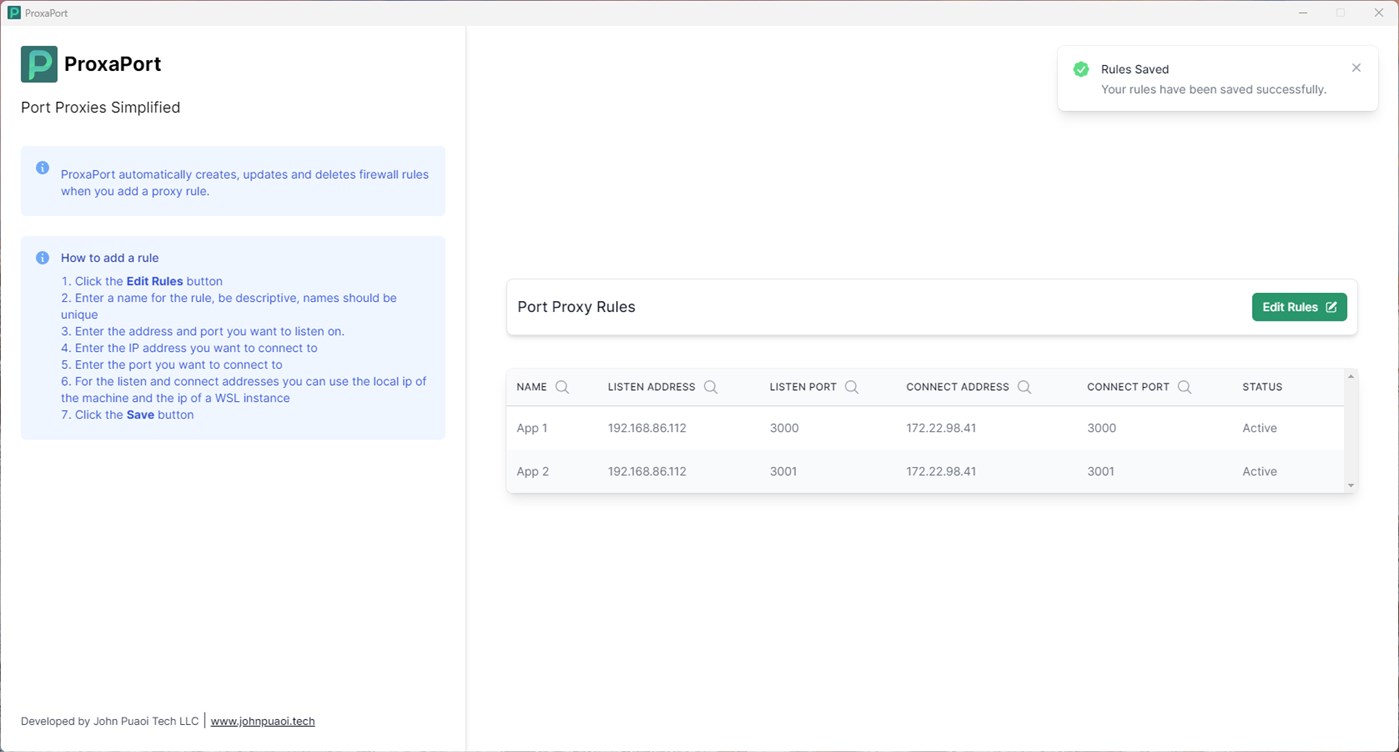 #3. ProxaPort (Windows) 由: John Puaoi Tech LLC