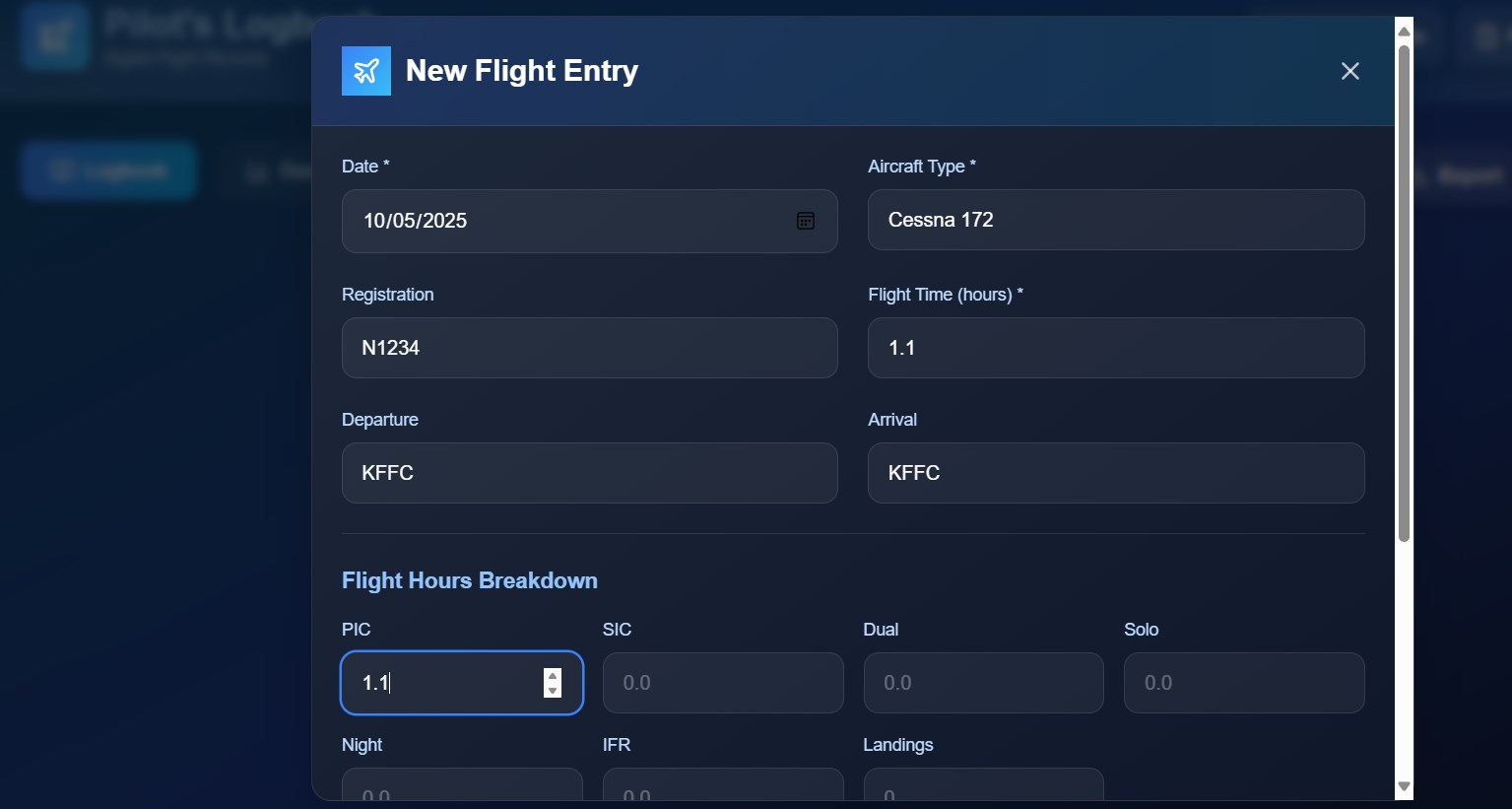 Flight Log Pro screenshot