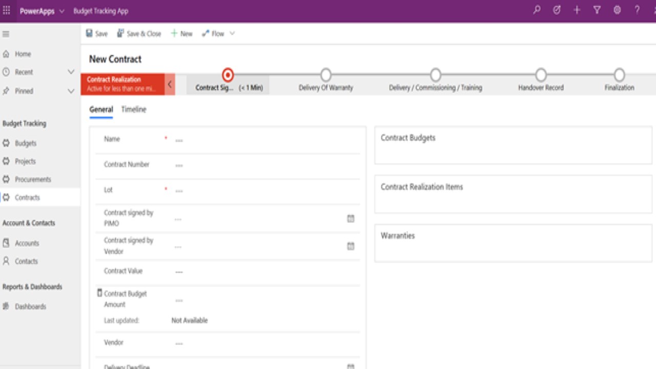 Snapshot 4 of Comtrade Budget Tracking Application - Azure App