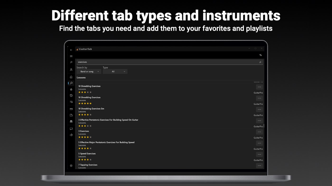 #4. GuitarTab - Guitar tabs and chords Pro (Windows) di: GT1 Apps
