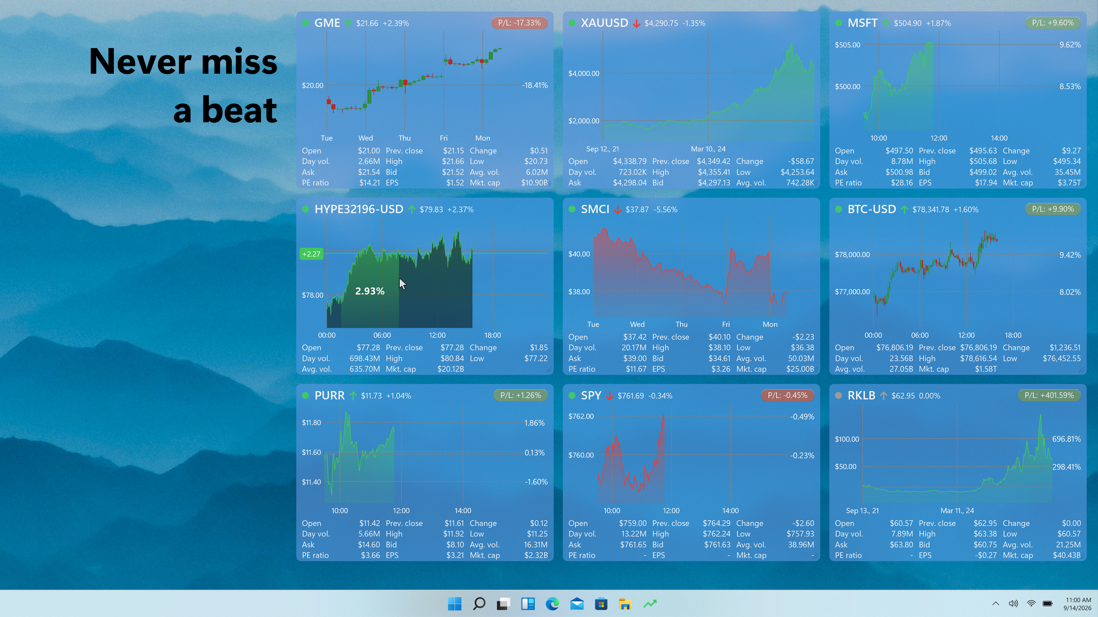 Swish (Stock Desktop Widget) screenshot