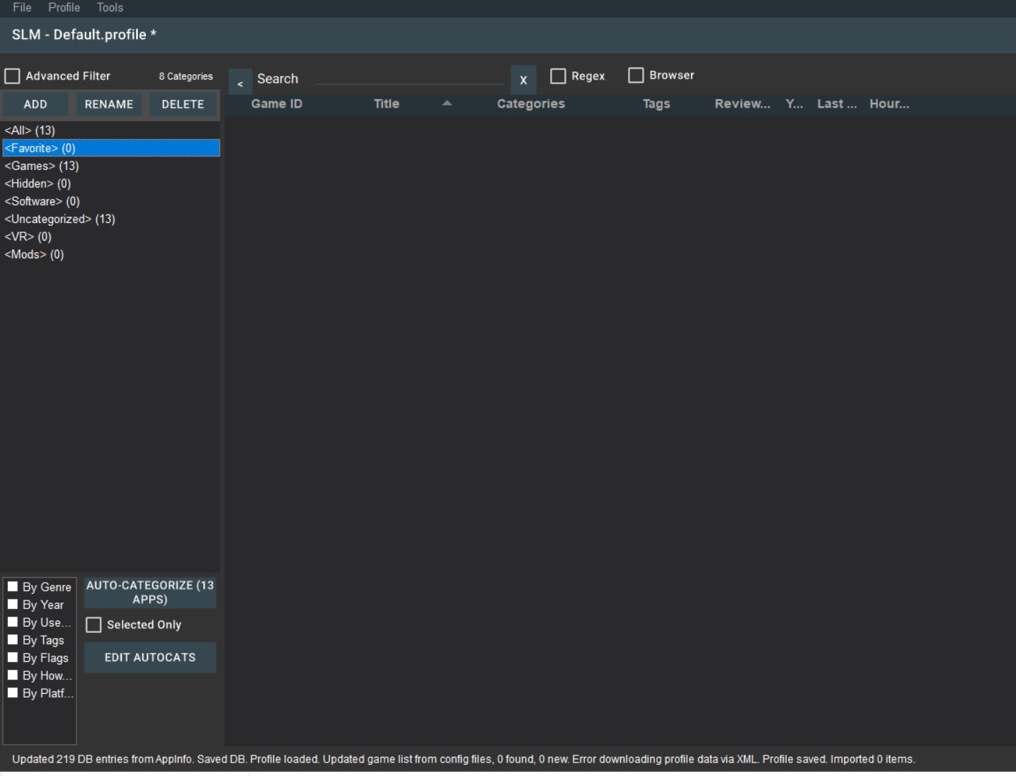 Stream games launcher SLM screenshot