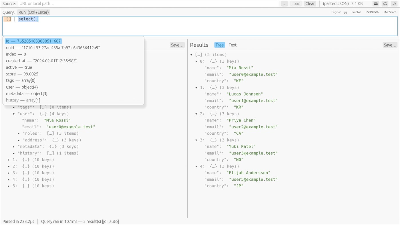 #2. jsonquery gui (Windows) Von: Nujufas