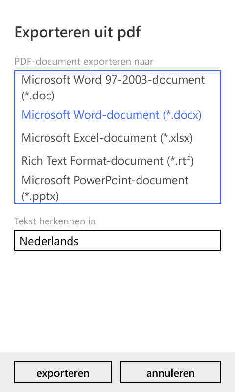 Converteer PDF's naar Word, Excel of PowerPoint.
