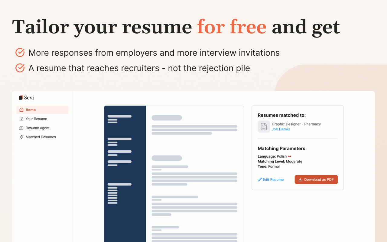Sevi - Adjust your resume to any job offer