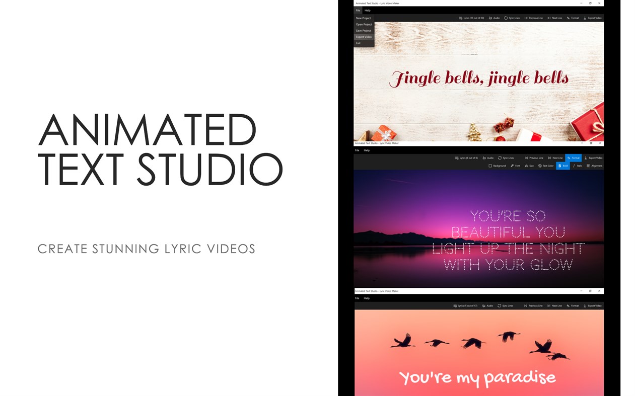 #1. Animated Text Studio - Lyric Video Maker (Windows) 由: Aidaluu Inc.