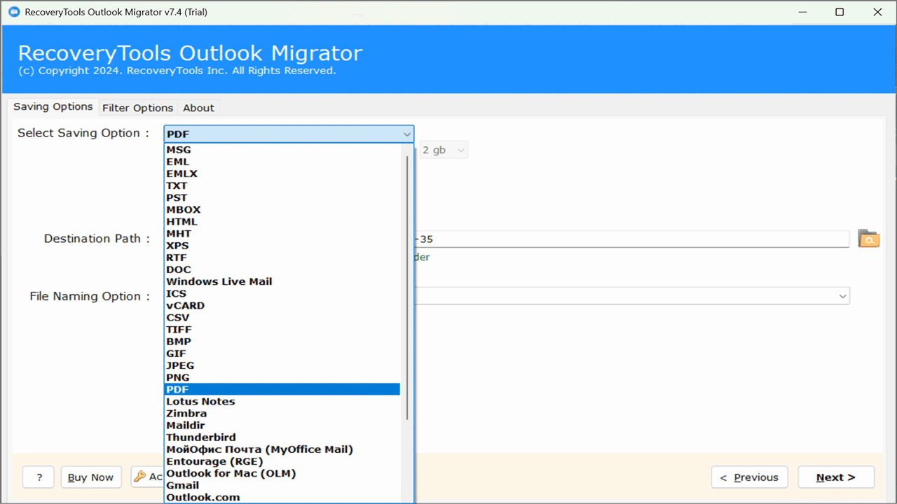 Snapshot 4 of RecoveryTools for PST to CSV Converter Tool