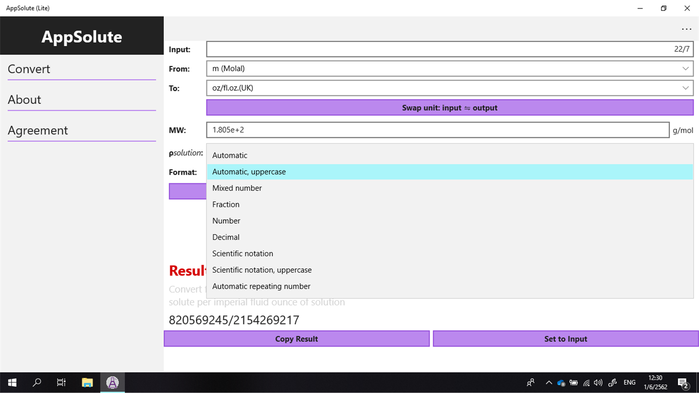 #2. AppSolute (Lite): the Concentration converter (Windows) 由: Kanokkul, Sinkanok Groups