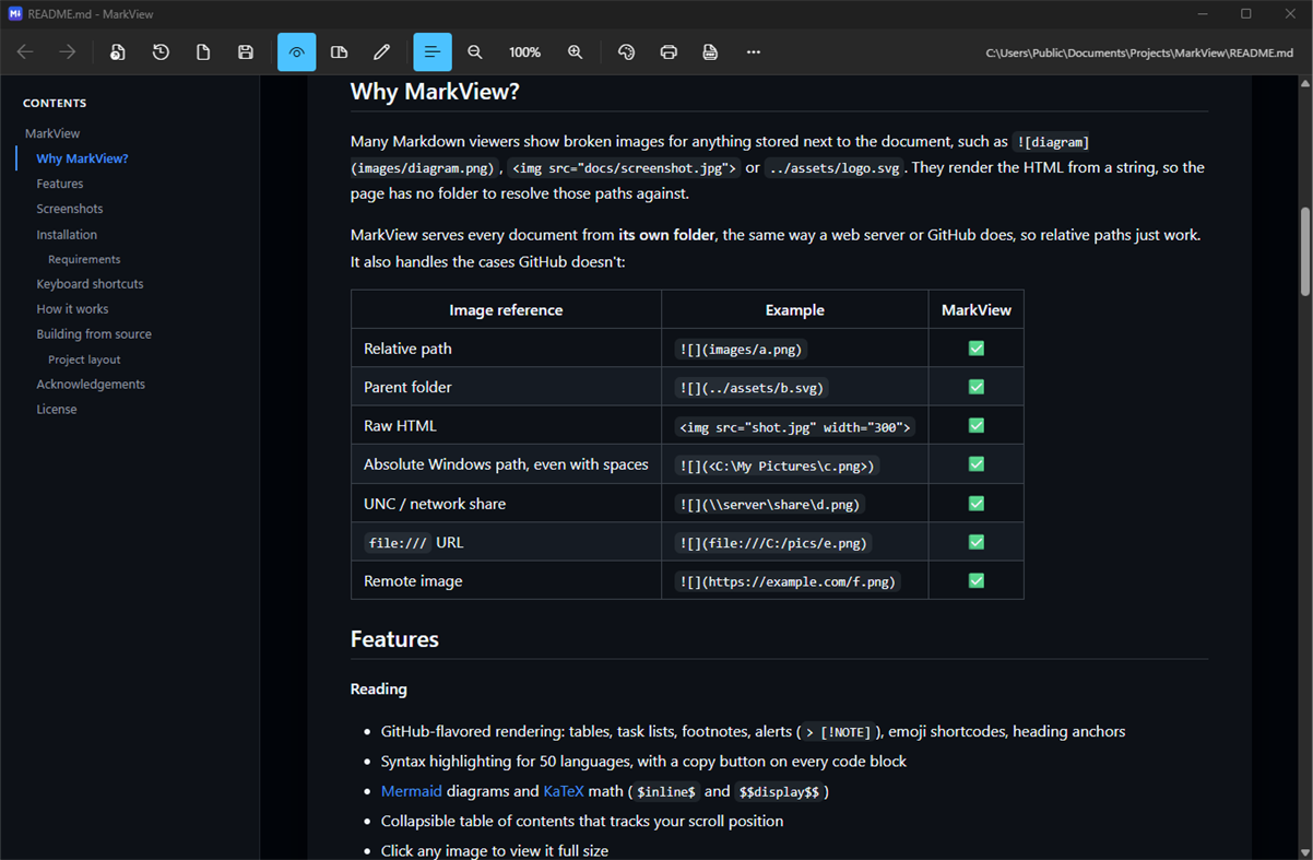 #4. MarkView – Markdown Viewer (Windows) Por: jgrimard